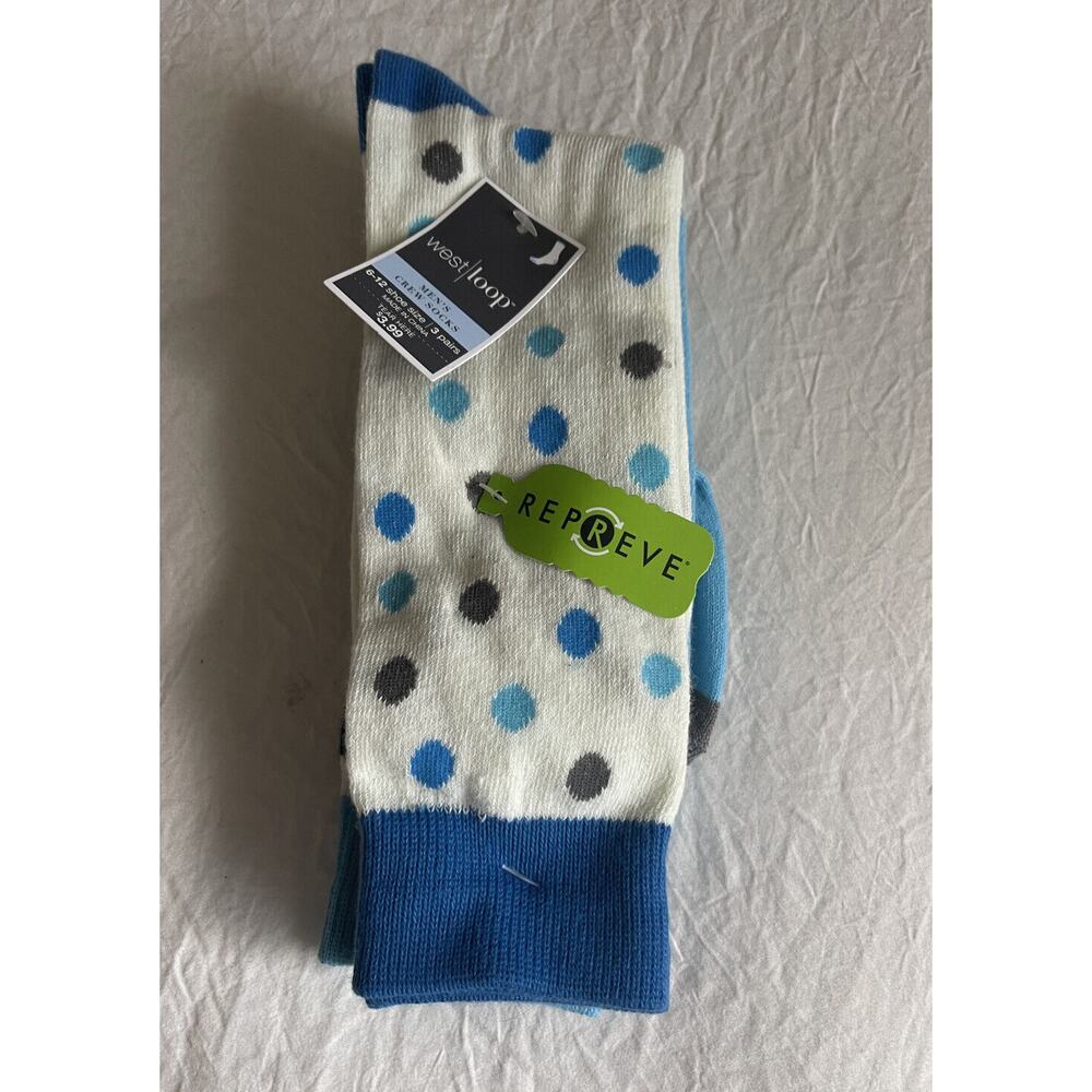 West Loop Men’s 3 Pack Crew Socks Assorted Prints Size 6-12 NWT